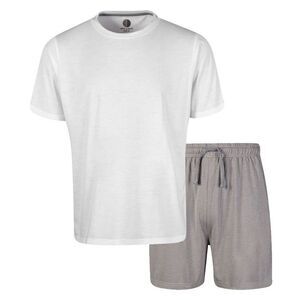 Light And Shade Mens Crew Neck Short Pyjama Set / White/Light Grey